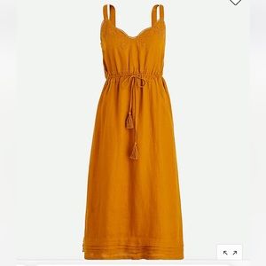 Jcrew Linen drawstring dress with embroidery